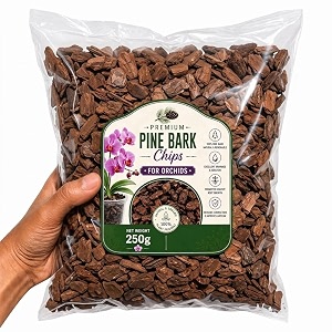 pine bark chips 250g 1-2 inches size ideal for arial orchid fully dry 100 organic and natural for mature orchids graded to size pine tree bark chip 250gram