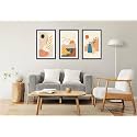 PINE HOME Wall Hanging Framed Canvas Painting Wall Art Abstract Nature Design in Earthy Colors for Living Room and Bedroom (37 inch X 17 inch, Set of 3) (Black)