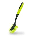 Pine-Sol Long Handle Dish Brush – Heavy Duty Bristle Kitchen Scrubber, Safe with Non-Stick Cookware
