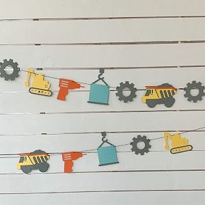 construction theme birthday decoration paper bunting construction flagsbannerpennantgarland for birthday wall decoration items 12 pieces in a set multicolor
