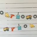 Construction Theme Birthday Decoration, Paper Bunting, Construction Flags/Banner/Pennant/Garland for Birthday wall Decoration Items, 12 Pieces in a Set, Multicolor