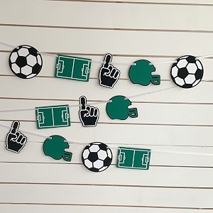 football theme birthday party decorationspaper bunting banner flag soccer sports game day birthday decoration items for boys 12 pieces in 1 set 54 inches length