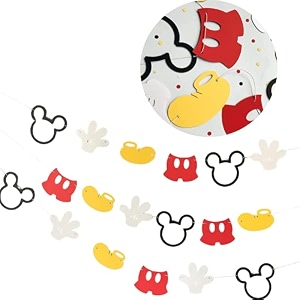 pinfliers mickey mouse theme paper bunting 16 pieces red white black and yellow 74 inches in length