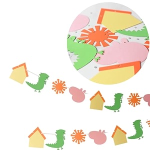 pinfliers peppa pig theme paper bunting a set of 16 pieces for kid green pink yellow and orange
