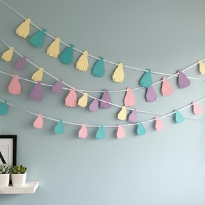 6 monthshalf birthday decorationpastel tassel bunting 32 pcs
