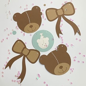 teddy bear theme paper bunting a set of 20 pieces brown cream and mint 74 inch in length