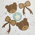 Teddy Bear Theme Paper Bunting, A Set of 20 Pieces, Brown, Cream and Mint, 74 inch in Length
