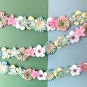 Pastel Flower Decoration/Birthday Celebration,Puja,Festival Home Decor Items/Baby Shower,Anniversary,Pongal,Lohri,Makar Sankranti/36 Paper Flowers/Pastel/Aesthetic Pinterest Backdrop/120'