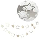 Twinkle Twinkle Little Star Theme Paper Star Bunting, 16 pieces, 2 shade of silver, 66 inches in length