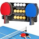 Ping Pong Paddle Holder, Ping Pong Paddle Storage Rack Wall Mounted Holds 8 Paddles and 12 Balls, Table Tennis Racket Display Organizer for Game Room,Home