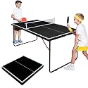 Ping Pong Table Foldable Table Tennis Table with Net, Table Tennis Paddles and Balls, 4.5FT/6FT/9FT MDF Multi-Use Family Game Table for Kid Teenager Adult, Compact & Portable