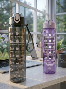 Pinjay 900 ml Transparent Motivational Water Bottle