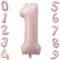 Pink 1 Balloons, 40 Inch Dusty Retro Light Pink Helium Foil Number 1 Balloon Girls, Self Inflating 1st Birthday Balloon One for Boho Anniversary Baby Shower Coquette First Birthday Party Decorations