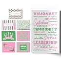 Pink &amp; Green Visionary Journal and 15 notecards |Sorority Inspired | Thank you, Birthday and Sisterhood greeting cards