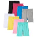 Pink Angel 8-Pack Girls Bike Shorts – Breathable Cotton Spandex for Comfort All Day – Perfect for School, Play &amp; Layering