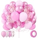 Pink Balloons Metallic Pink Balloons, 80Pcs 12inch Chrome Pink Light Pink Latex Confetti Balloon for Girl Birthday Princess Baby Shower Wedding Galentine's Day Valentine's Party Decoration