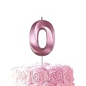 Pink Birthday Number 0 Candles for Wedding Party Cake Decorations