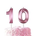 Pink Birthday Number 10 Candles for Wedding Party Cake Decorations