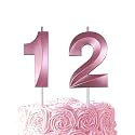 Pink Birthday Number 12 Candles for Wedding Party Cake Decorations