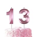Pink Birthday Number 13 Candles for Wedding Party Cake Decorations