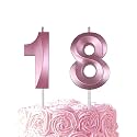 Pink Birthday Number 18 Candles for Wedding Party Cake Decorations