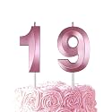 Pink Birthday Number 19 Candles for Wedding Party Cake Decorations