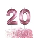 Pink Birthday Number 20 Candles for Wedding Party Cake Decorations