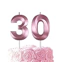 Pink Birthday Number 30 Candles for Wedding Party Cake Decorations