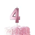 Pink Birthday Number 4 Candles for Wedding Party Cake Decorations