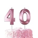 Pink Birthday Number 40 Candles for Wedding Party Cake Decorations