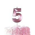 Pink Birthday Number 5 Candles for Wedding Party Cake Decorations