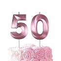 Pink Birthday Number 50 Candles for Wedding Party Cake Decorations
