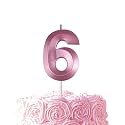 Pink Birthday Number 6 Candles for Wedding Party Cake Decorations
