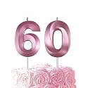 Pink Birthday Number 60 Candles for Wedding Party Cake Decorations