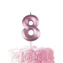 Pink Birthday Number 8 Candles for Wedding Party Cake Decorations