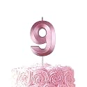 Pink Birthday Number 9 Candles for Wedding Party Cake Decorations