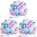 Pink and Blue Balloons,12 Inch Metallic Baby Blue Pink Purple Balloons,Latex Balloon with Ribbon,for Girl Birthday Baby Shower Gender Reveal Party Decorations (Pack of 3)