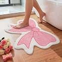 Pink Bow Bathroom Rug, 21" x 28", Pink Cream