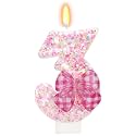 Pink Bow Birthday Number 3 Candle 3rd Birthday Decorations for Girls