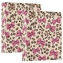 Pink Bow Leopard Print 3 Ring Binder with 2 Interior Pockets