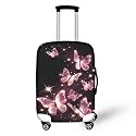 Pink Butterfly Black Luggage Covers,Suit Case Covers for Luggage,Travel Luggages Cover Suitcases Protector Carry on Luggages Cover