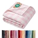 Pink Checkered Blanket Twin XL Size - Flannel Fleece Blanket - Dorm Room