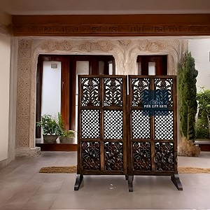 wooden partition for living room room divider partition wall 4 feet partitionwall divider for hallroom separatorprivacy dividerstripe pattern brown 2 panel with stand
