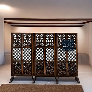 wooden partition for living room room divider partition wall 4 feet partitionwall divider for hallroom separatorprivacy dividerstripe pattern brown 3 panel with stand