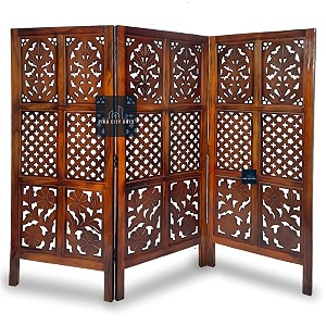 wooden partition for living room room divider partition wall 4 feet partitionwall divider for hallroom separatorprivacy dividerstripe pattern brown 3 panel