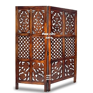 wooden partition for living room room divider partition wall 4 feet partitionwall divider for hallroom separatorprivacy dividermix pattern brown 2 panel