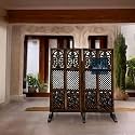 Wooden Partition for Living Room Room Divider Partition Wall 4 Feet Partition/Wall Divider for Hall/Room Separator/Privacy Divider/Stripe Pattern Brown (2 Panel with Stand)
