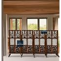 Wooden Partition for Living Room Room Divider Partition Wall 4 Feet Partition/Wall Divider for Hall/Room Separator/Privacy Divider/Stripe Pattern Brown (4 Panel with Stand)
