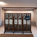 Wooden Partition for Living Room Room Divider Partition Wall 4 Feet Partition/Wall Divider for Hall/Room Separator/Privacy Divider/Stripe Pattern Brown (3 Panel with Stand)