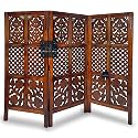 Wooden Partition for Living Room Room Divider Partition Wall 4 Feet Partition/Wall Divider for Hall/Room Separator/Privacy Divider/Stripe Pattern Brown (3 Panel)